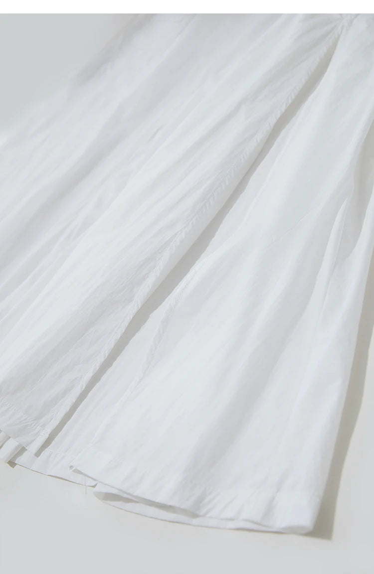 Vacation Long Skirt 2025 Summer Women Loose Sun Protection Office Lady Solid Pockets Elastic Waist Cord Slit Skirt 12542106