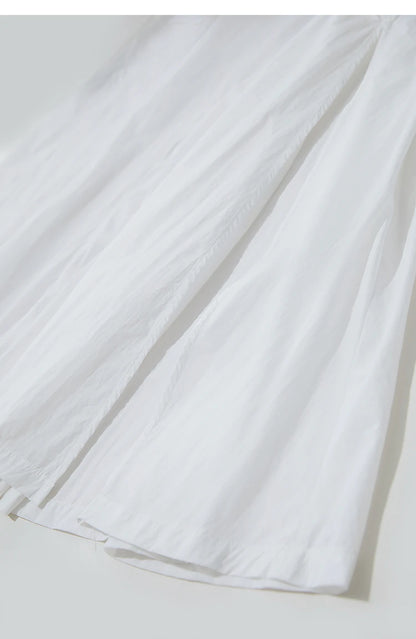 Vacation Long Skirt 2025 Summer Women Loose Sun Protection Office Lady Solid Pockets Elastic Waist Cord Slit Skirt 12542106