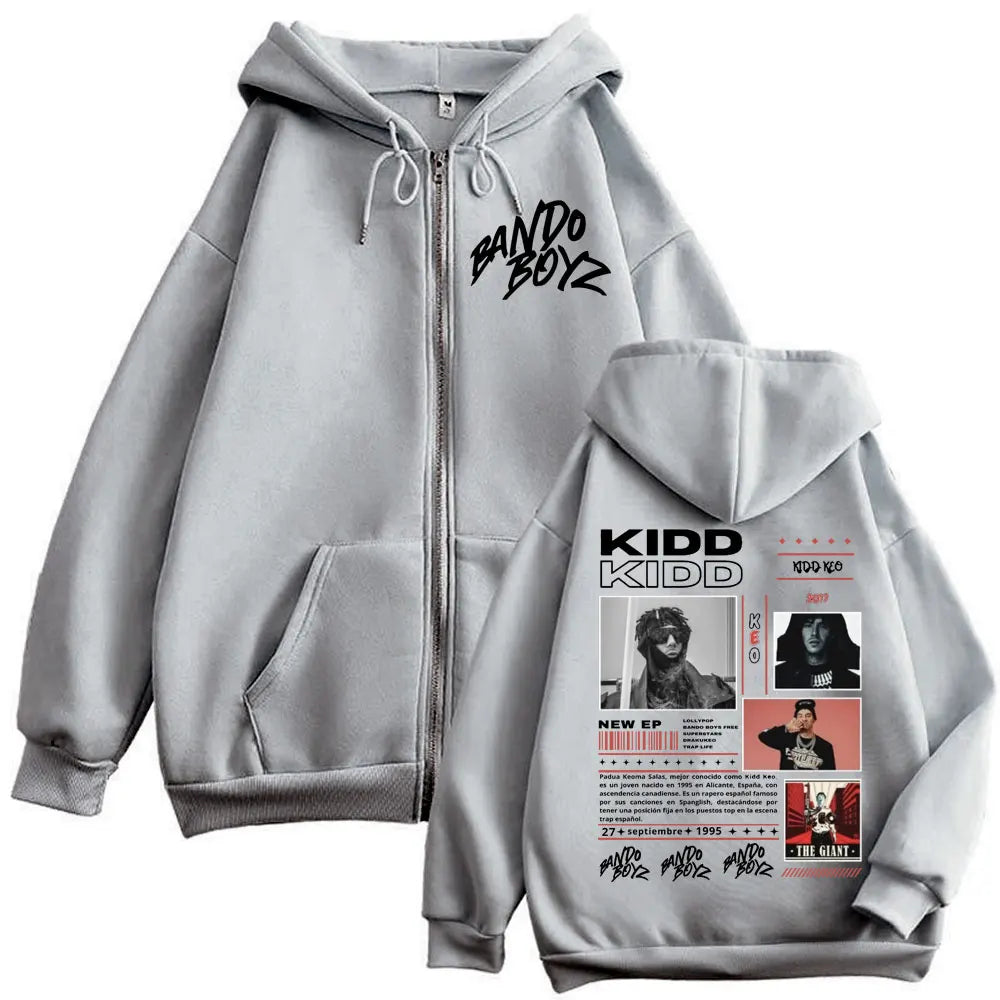 Rapper Kidd Keo Graphic Zipper Hoodie Men Women Clothing Hip Hop Vintage Zip Up Sweatshirts Fashion Casual Oversized Pullovers