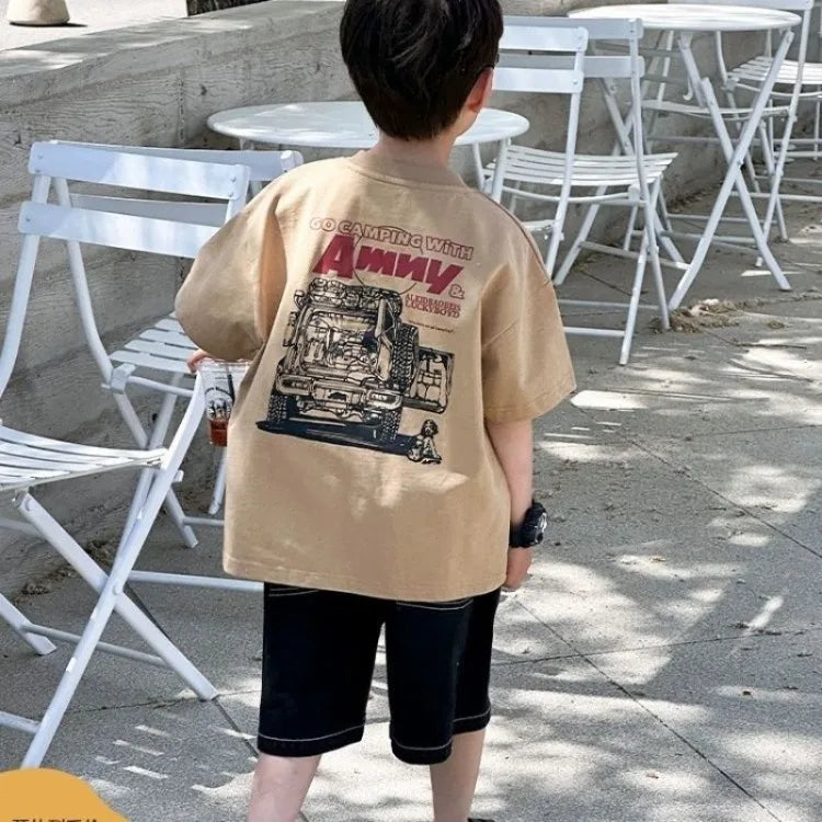 Boys' Casual Short Sleeve T-Shirt 100% Cotton Summer Kids' Clothing Toddler Boys Bestseller
