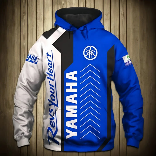 New popular Yamaha motorcycle 3D printed hoodie, fashionable men's outdoor riding extreme sports racing top