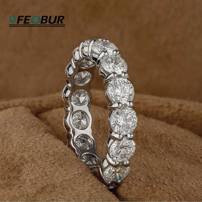 2/3/5mm Full Moissanite Eternity Ring for Women Engagement S925 Silver Rings Lab Diamond Wedding Band Classic Jewelry