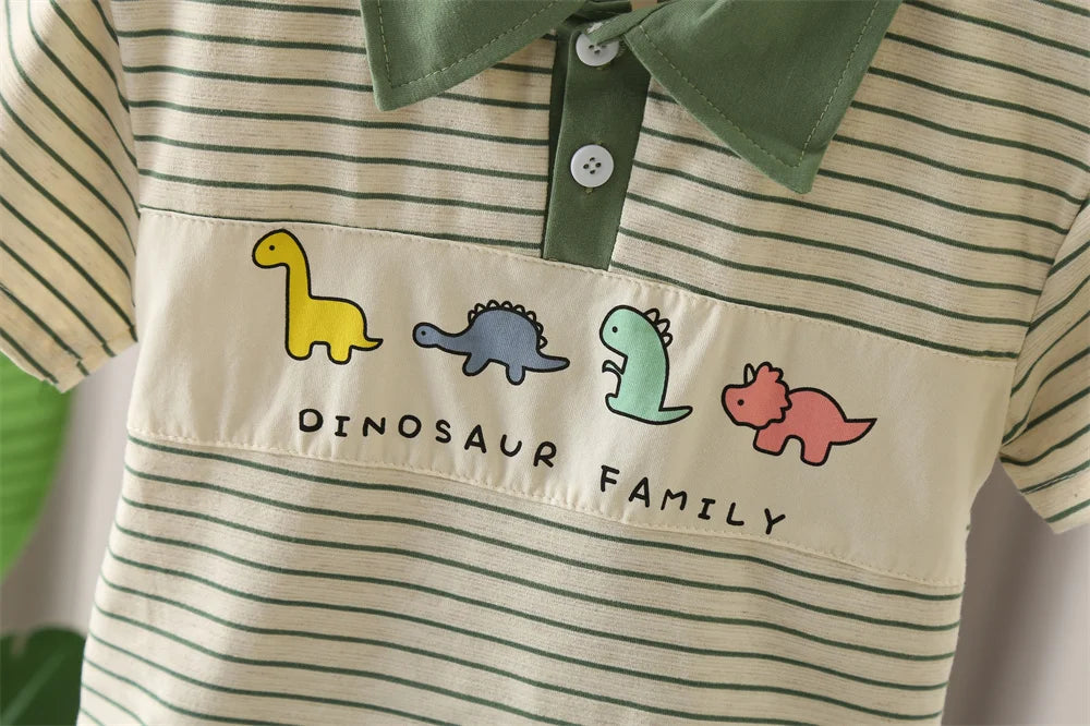 New Summer Baby Boy Clothes Set Toddler Boys Striped Cartoon T-shirt Short Pant 2-Piece Casual Infant Children's Clothing Outfit