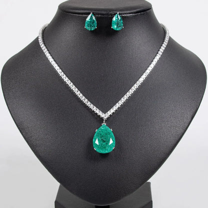 Pop Hot Stereo Jewelry Oil Painting Necklace Earrings Premium Multi-Color 2-Piece Wedding Travel Women's Holiday Gift M-1000