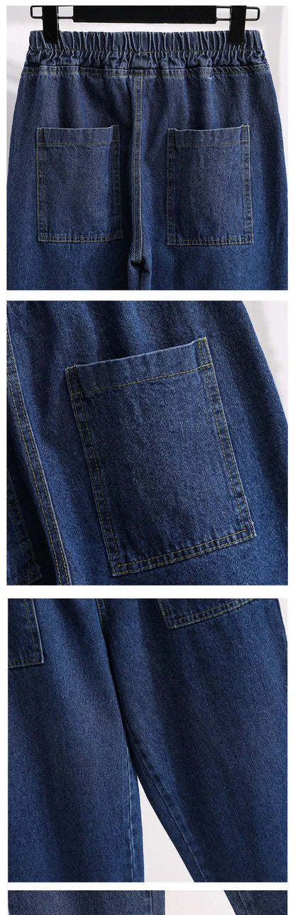 plus Size Denim Trousers High Waist Straight Leg Women's Spring Faion Slimming Long Pants Casual Harajuku Sle Jeans