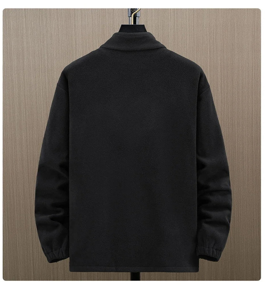 Solid Color Polar Fleece Jacket Men Winter Thcik Warm Fleece Jacket Coat Plus Size 12XL Fashion Casual Polar Fleece Coat Male
