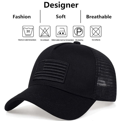 Fashion American Flag Embroidery Baseball Net Caps Spring and Summer Outdoor Adjustable Casual Hats Sunscreen Hat