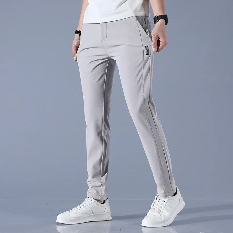 2026 Spring Summer Men's Ice Silk Golf Casual Slim Straight Thin Trousers Male Fashion Stretch Breathable Jogging 28-38