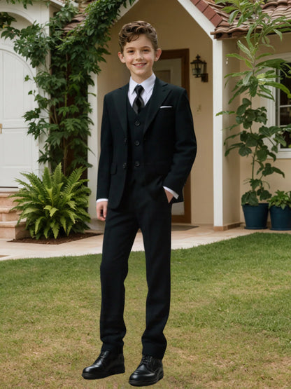Boys Suits 4-Piece Jacket Vest Pants Tie Random Teen Dress Wedding Performance Prom Formalwear Classic Slim Elegant Age 2-16Y