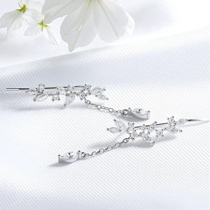 Tassel Flowers All Moissanite Drop Earrings for Women Pass Diamond Test Dainty Bridal Jewelry 100% Real Sterling Silver
