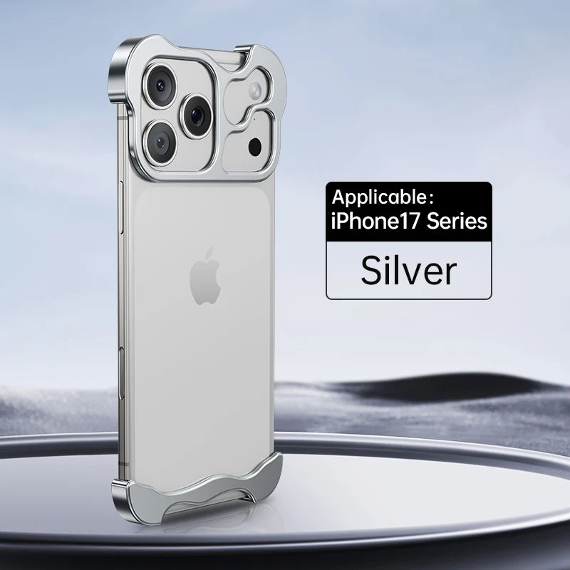 Luxury Irregular Metal Bumper Phone Case For iPhone 17 Air Pro Max Aluminum Shockproof Corner Pads Plating Ultra Thin Back Cover