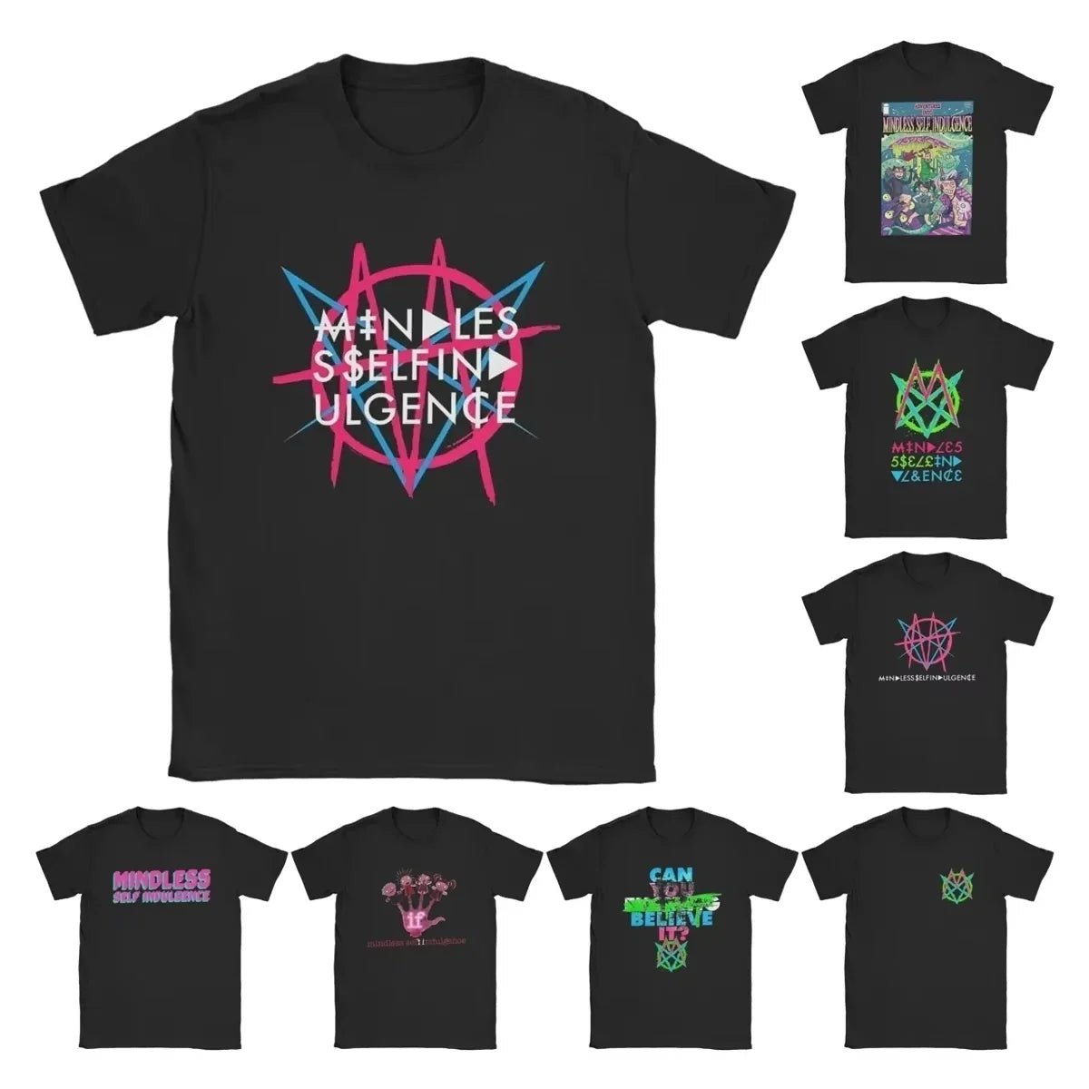 2025 Vintage Mindless Self Indulgence Idol T-Shirt Men Crewneck Cotton T Shirt Punk Band Music Short Sleeve Tee Summer Tops