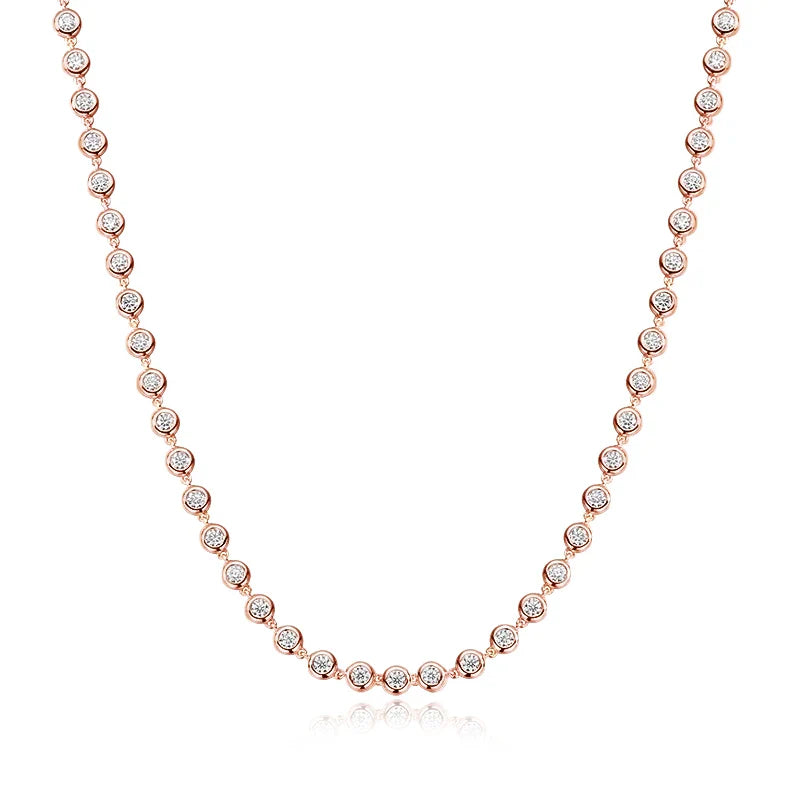 Full 3mm Round Moissanite Tennis Necklaces for Women GRA Certified s925 Sterling Silver 18k Dainty Lab Diamond Necklace