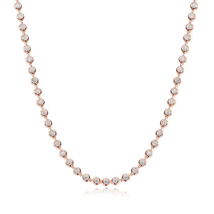 Full 3mm Round Moissanite Tennis Necklaces for Women GRA Certified s925 Sterling Silver 18k Dainty Lab Diamond Necklace