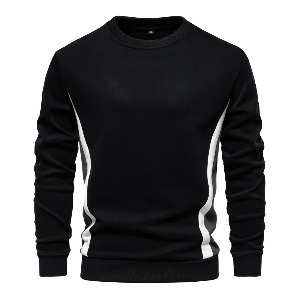 Mens Patckwork Cotton-blend Crew Neck Sweatshirts Fashion Casual Sport Round Neck Pullover Sweatshirt for Men
