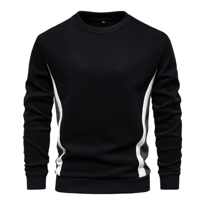 Mens Patckwork Cotton-blend Crew Neck Sweatshirts Fashion Casual Sport Round Neck Pullover Sweatshirt for Men