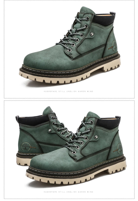 Casual Work Shoes For Men Autumn Winter Warm Fur Plus Retro Boots Wear-Resistan Leisure Comfort Vintage Style Boots Men