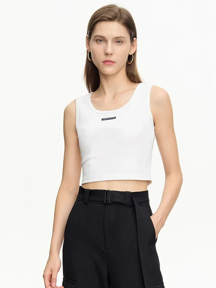 Women's Ribbed Sleeveless Top 2026 Summer U-Round Neck Short Tank Slim Fit Cropped Cotton Casual Vest For Women 12621099