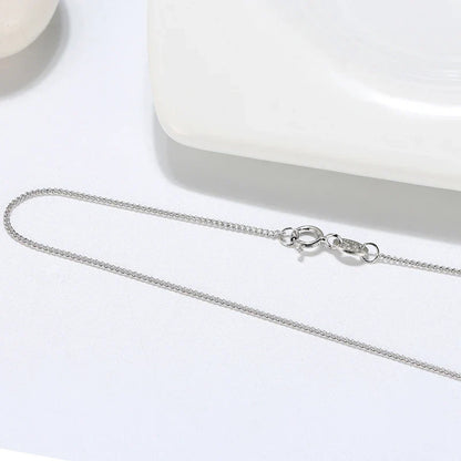 925 Silver 1mm 925 Sterling Silver Side Curb Chain Choker Necklace Women Girls Jewelry Colar Collier Collares SC18