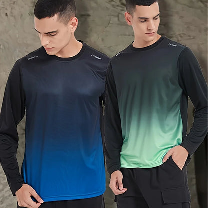 Men's Compression T-shirt, Long Sleeve Crew Neck Sweat-absorbing Quick-drying T-shirts For Men's Fitness Training