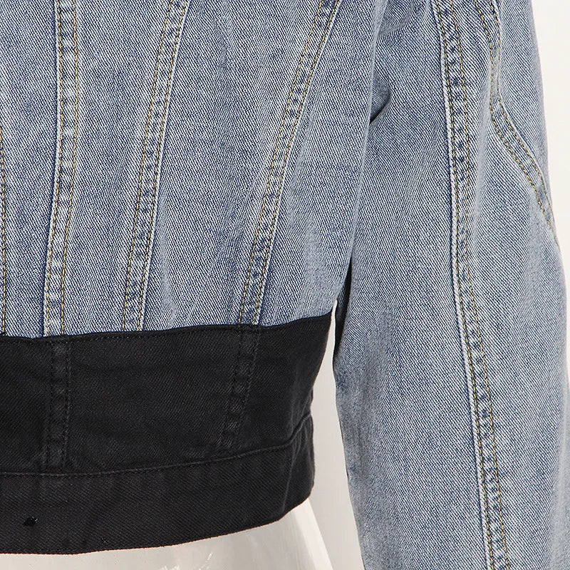 Jeans Women Pencil Pants 2023 Fashion High Waist Contract Color Patchwork Split Long Denim Pants Elastic Skinny Trousers
