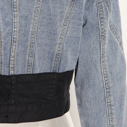 Jeans Women Pencil Pants 2023 Fashion High Waist Contract Color Patchwork Split Long Denim Pants Elastic Skinny Trousers