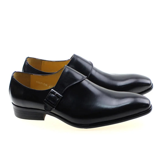 Designer Men's Dress Shoes Classic Genuine Leather Monk Strap Buckle Dark Brown/Black Office Business Formal Shoes for Men