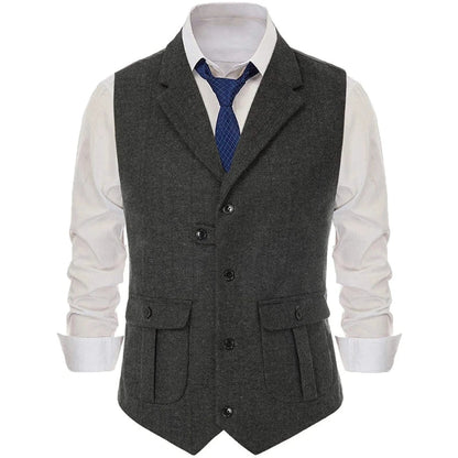 Men Vest Green Suede Velvet With Collar Single Breasted Waistcoat For Wedding Banquet Party Business Work Casual Daily Men Vest