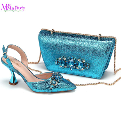 Wine Fashion Leisure Style 2025 New Coming Nigerian Women Shoes Matching Bag Set Pointed Toe High Quality  For Wedding Party