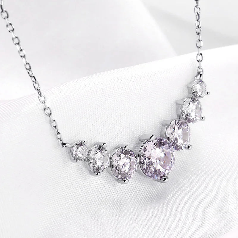 1.7-5CTTW All Moissanite Necklace for Women Smile Princesses Sparkling Diamond Pendant S925 Sterling Silver Plated PT950
