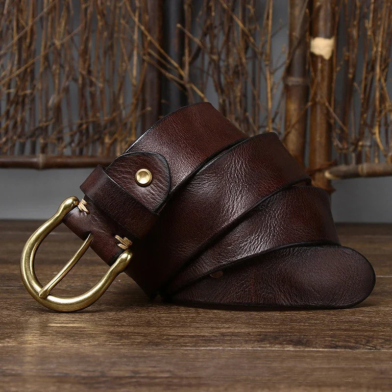 3.8CM Men High Quality Genuine Leather Belt Luxury Designer Belts Pure Cowskin Fashion Waistband Strap Male Jeans for Man Cowboy