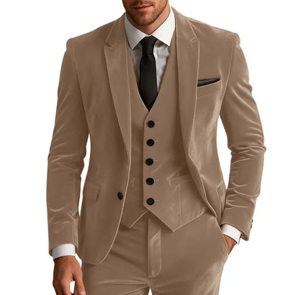 Elegant Wedding Men's Suit Business Tuxedos Formal 3 Piece Set Jacket Vest Pants Single Breasted Men Sport Coats Blazers
