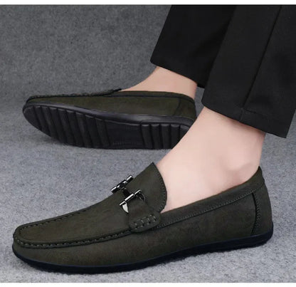 Men's shoes large size simple men's lazy casual shoes for men's black light driving loafers men's shoes leather shoes