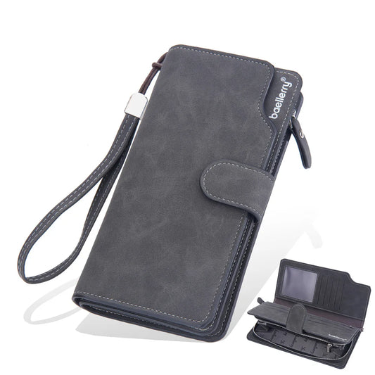 Portefeuille long rétro pour hommes d'affaires, en cuir PU souple, avec fermeture éclair, porte-cartes et multi-fentes, sac pour téléphone