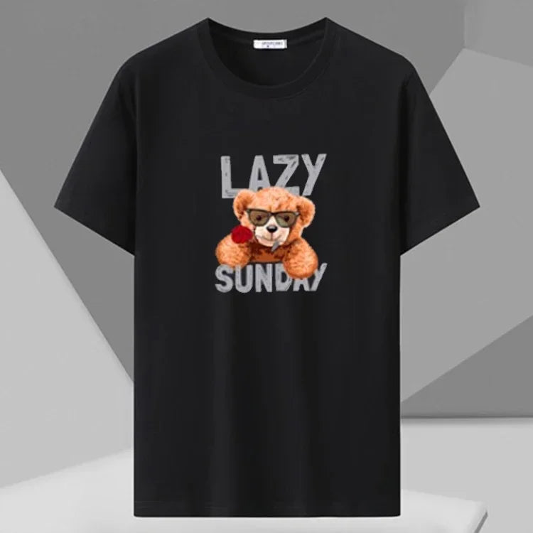 Men T-shirt Printed Tee Plus Size 110-180kg 5XL 6XL 7XL Black T Shirts Round Neck Short Sleeve Oversized Tops Big Size Clothing
