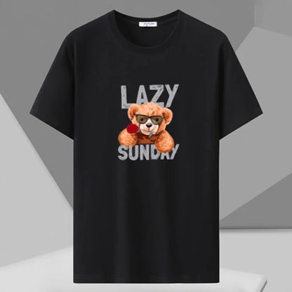 Men T-shirt Printed Tee Plus Size 110-180kg 5XL 6XL 7XL Black T Shirts Round Neck Short Sleeve Oversized Tops Big Size Clothing