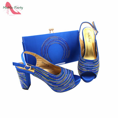 Orange Color Mature Pumps African Design Women Matching Shoes and Bag Set with Platform High Quality Sandals for Wedding