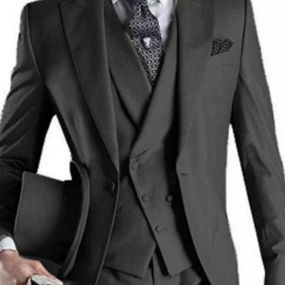 Men Vest Dark Gray With Lapel Solid Waistcoat For Wedding Banquet Prom Business Work Casual Daily Men Vest (ONLY SALE VEST)