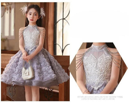 Elegant Girls Princess Dresses Birthday Party Pageant Gown Kids Costume Wedding Dress Formal Outfit Children Summer Clothes