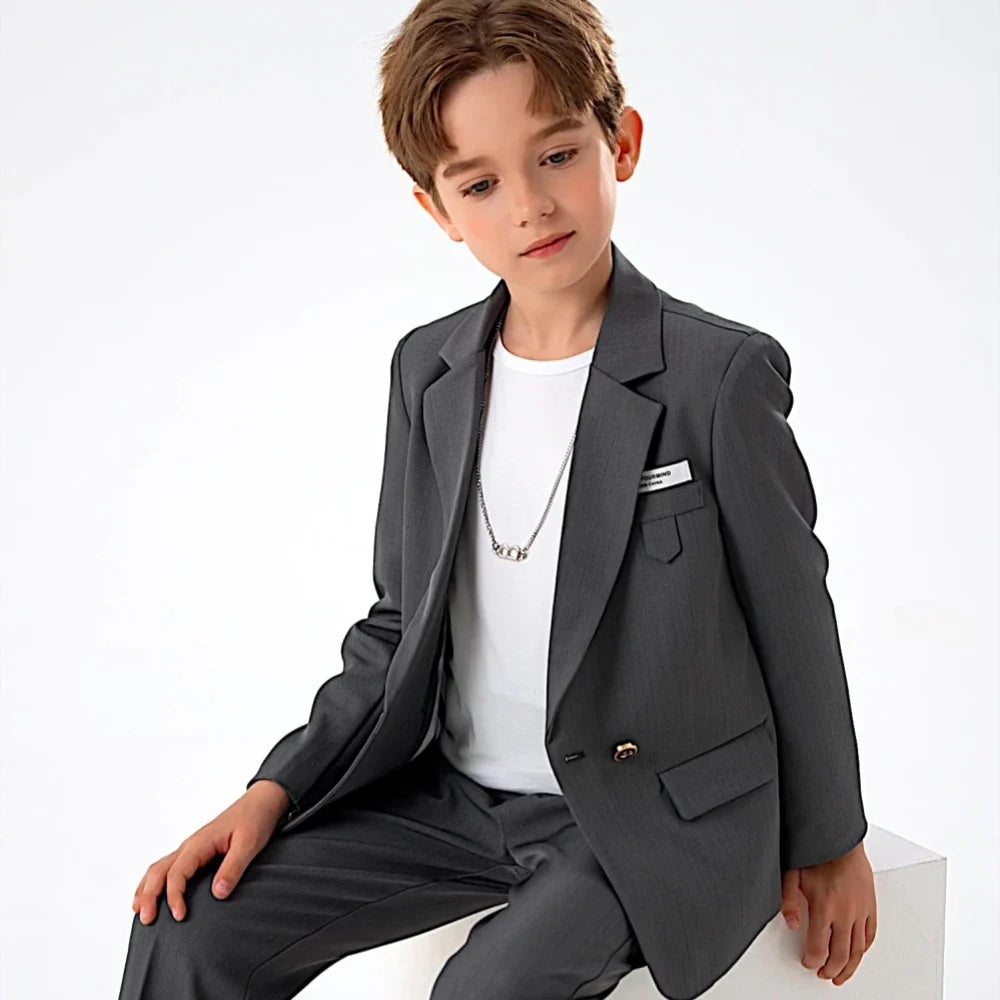 Hot Sale Stylish Boys Suits 3 Pieces For Performance Activities Classy Shawl Neck Child Suit Set Wedding Ring Bearer Outfit