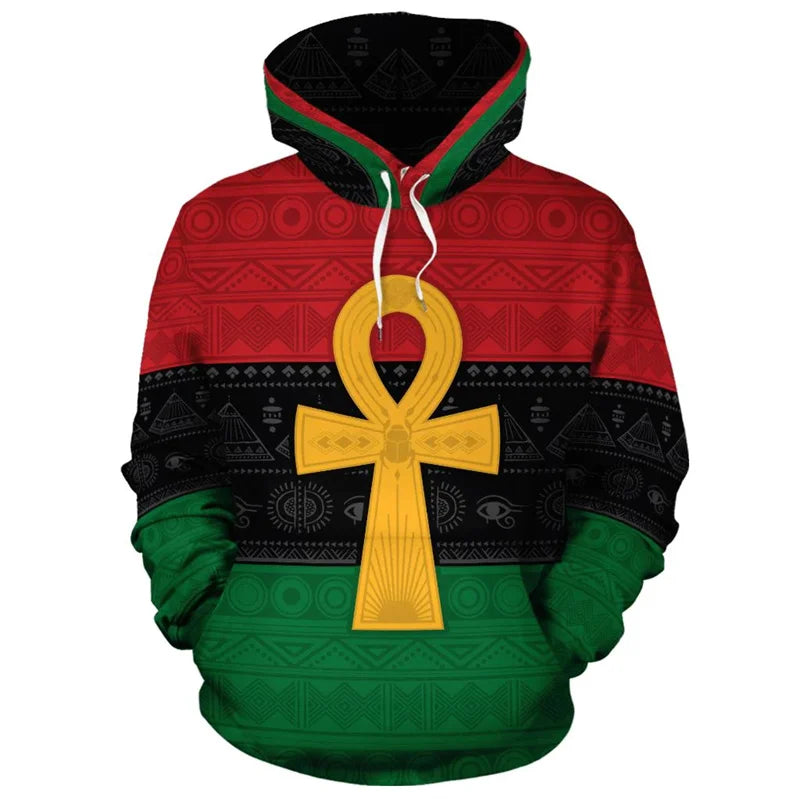 African Ethnic Tribes Unique Graphic Hoodie For Men Ethnic Printed Clothing Hooded Coat Loose Harajuku Street Vintage Hoodies