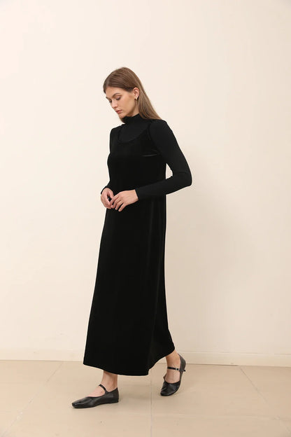 AP 2025 Autumn and Winter Women Velvet Cardigan and Strap Dress Elegant Lady Clothes Ribbed Modal Shirt Customized Three Colors