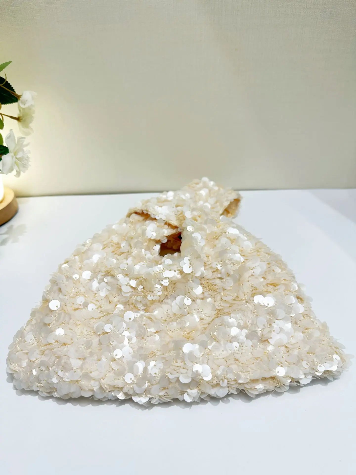 Elegant White Sequin Clutch Evening Bag for Women Mini Hobo Handbag Bridal Party Prom Dress Accessory Female Wedding Purse