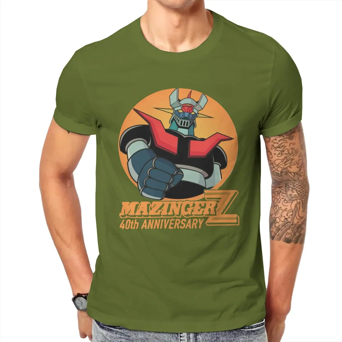 Mazinger Z 40th T Shirt Men 100% Cotton Hipster T-Shirts Robot Grendizer Goldorak Actarus Tees Short Sleeve Tops Plus Size