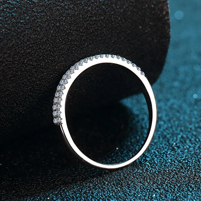 Full Moissanite Ring 925 Sterling Sliver with White Gold Plated  Eternity Band for Woman Party Sparkling Rings Jewely