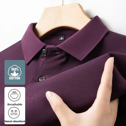 Classic Men Short Sleeve Polo Shirt 100% Mercerized Cotton Breathable Summer Golf Business Casual Athletic Tops
