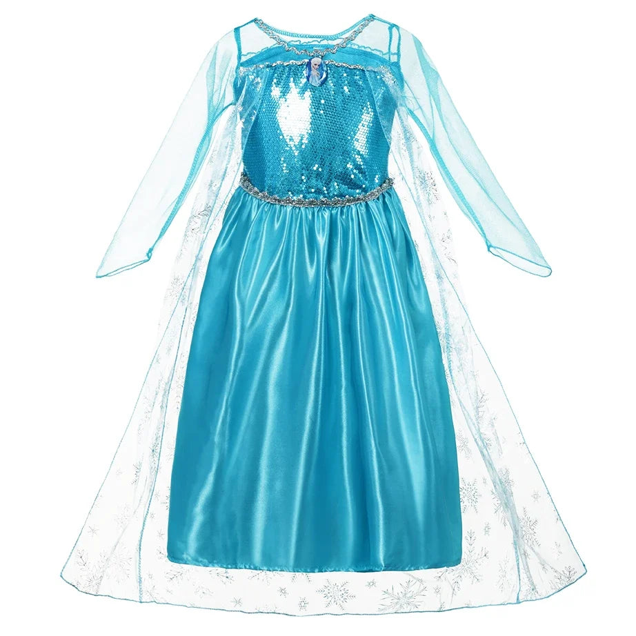 Muababy Princess Dress for Girls Aurora Belle Elsa Jasmine Cosplay Costume Party Halloween Carnival Outfit Kids 2-8Y Vestido