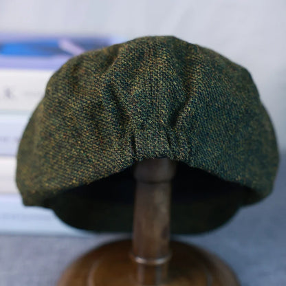New Vintage Men's Wool Newsboy Cap Brown Green Women Men Berets Classic Woolen Octagonal Caps Casual Gatsby Flat Hat 003