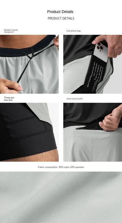 Men's Gym Shorts 2 in 1 Quick Dry Running Shorts Basketball Jogger Summer Fitness Workout Short Pants Bodybuilding Activewear