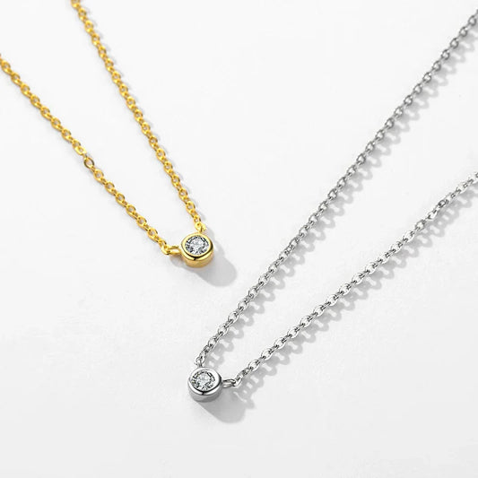 925 Sterling Silver Simple 4mm Zircon Link Chain Pendant Necklace Fine Jewelry Fashion Choker Necklace For Women